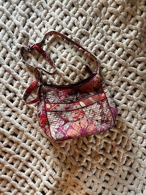 Vera Bradley Quilted Floral Crossbody in Pink and Red Accents